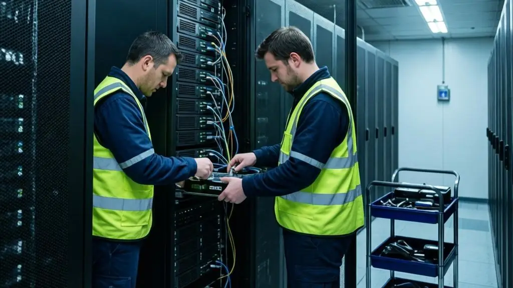 Server and network equipment being dismantled for recycling